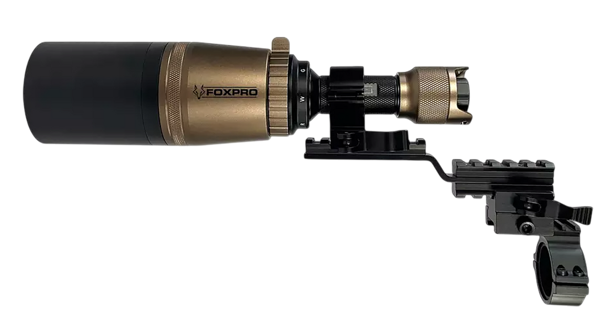 Foxpro Quadfire Gun-Mounted Light Quick Detach Mount Infrared/Green/Red/White - Black/Gold