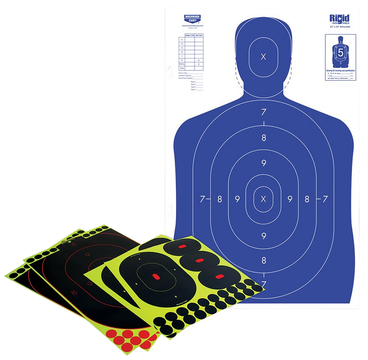 Birchwood Casey Shoot-N-C 12x18 Reactive Silhouette Paper Target Kit w/ Pasters
