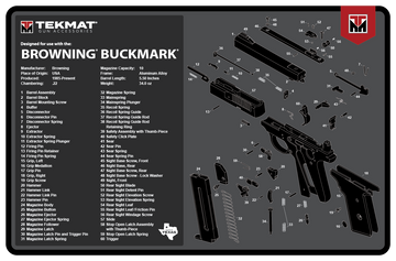 TekMat Browning Buck Mark 11" x 17" Pistol Cleaning Mat - Brown
