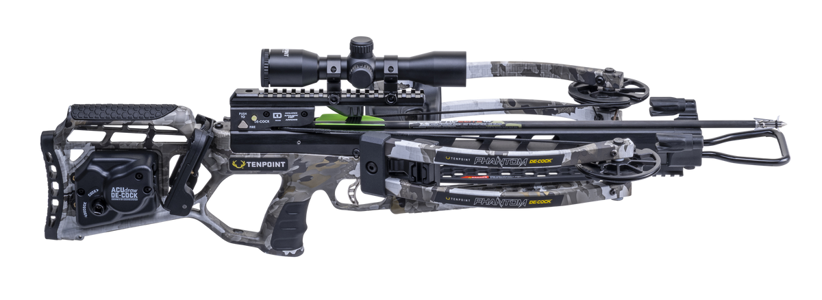 TenPoint Phantom De-Cock Crossbow 400 FPS w/ ACUdraw & Pro-View 400 Scope Moss Green