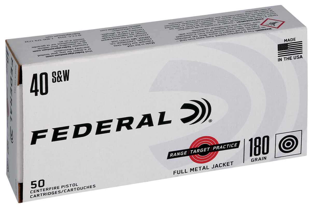 Federal Range & Target 40 S&W 180gr FMJ 50 Rd - Box or Case