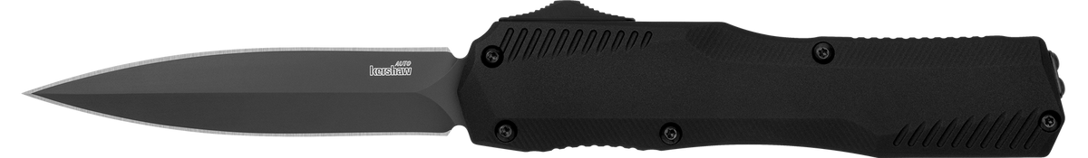 Kershaw Livewire 9000DE 3.45" OTF Automatic Spear Point Plain CPM MagnaCut Double Edge - Black PVD / Black Anodized Aluminum