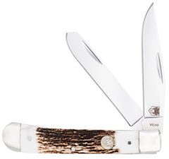 CobraTec Knives Trapper Folding 2.88" Clip Point / 2.94" Spey VG-10 SS Stag Bone