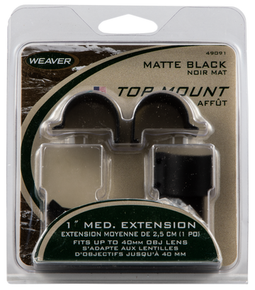 Weaver Mounts 49091 Detachable Top Mount Extension Rings 1" Medium Matte Black Aluminum