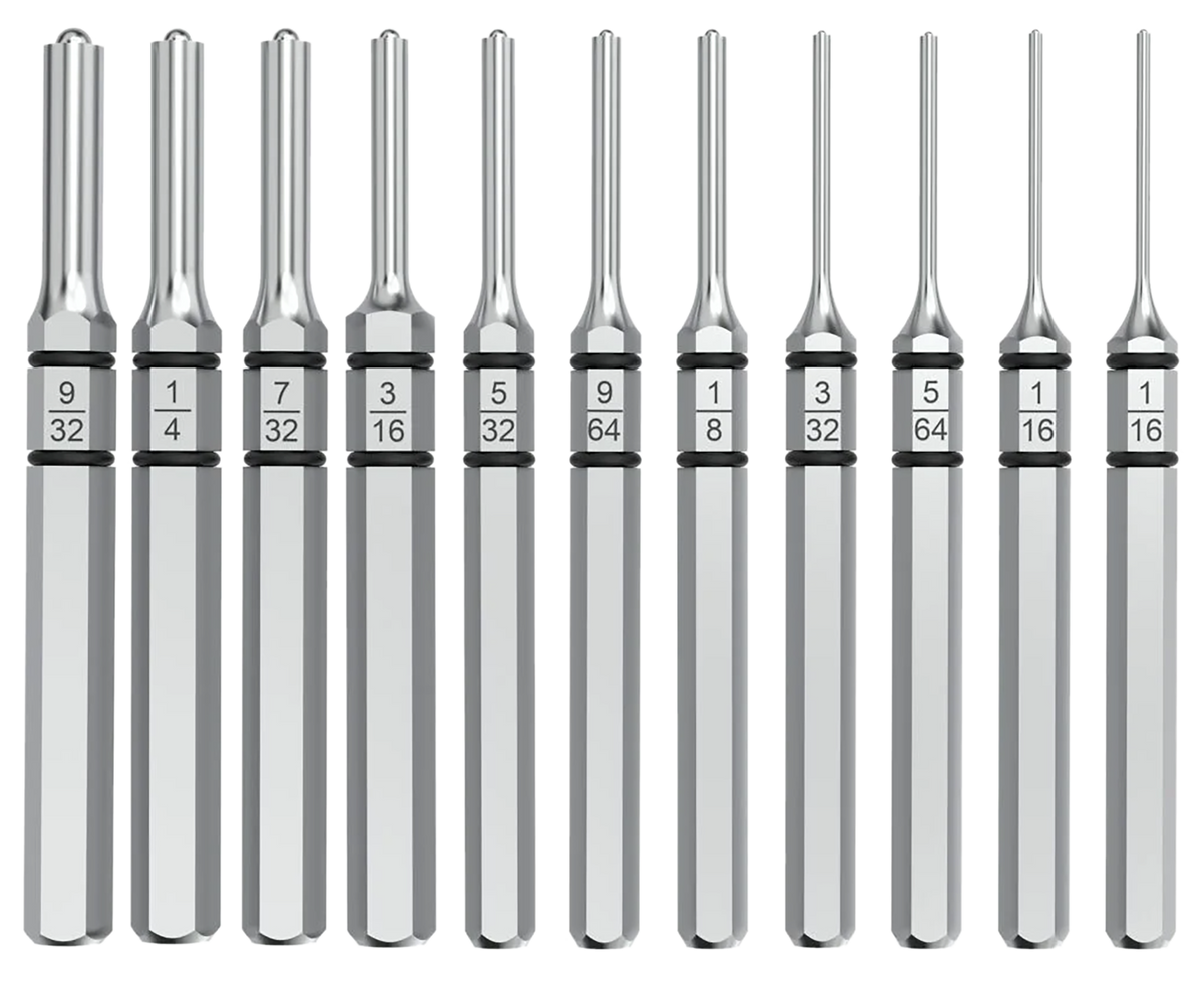 Real Avid Accu-Punch Roll Pin Punch Set 11-Pc Silver Steel - Universal Firearm