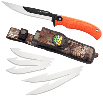 Outdoor Edge RazorMax 3.50"/5" Folding 6-Blade Game Processing Knife - 420J2 SS Blaze Orange TPR