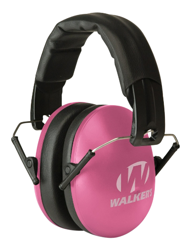 Walker's Game Ear Youth & Women Folding Muff 27 dB Pink/Black Polymer Over-the-Head Earmuff