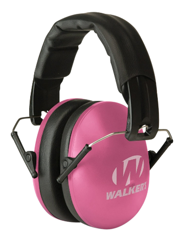 Walker's Game Ear Youth & Women Folding Muff 27 dB Pink/Black Polymer Over-the-Head Earmuff