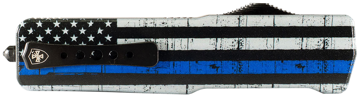 Templar Knife Premium LW "We Back You" Slim 3.25" OTF Dagger D2 Steel Blue Line Aluminum Handle