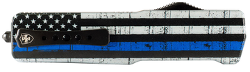 Templar Knife Premium LW "We Back You" Slim 3.25" OTF Dagger D2 Steel Blue Line Aluminum Handle