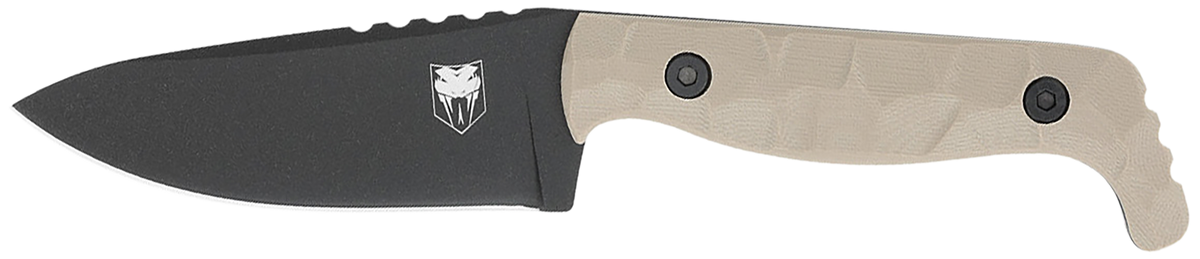 CobraTec Knives KingPin 4" Fixed Drop Point Plain D2 Steel - Tan G10 Handle