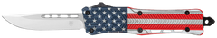 CobraTec Knives CTK-1 American Flag Small 2.75" OTF Drop Point Plain D2 Steel - Red/White/Blue Cerakote Aluminum Handle