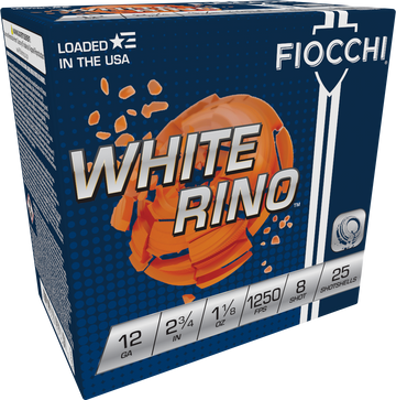 Fiocchi Exacta Target White Rino 12 Gauge 2.75 1 1/8 oz 8 Shot 25 Bx/10 Cs - Box or Case