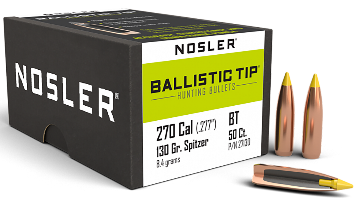Nosler Ballistic Tip Hunting 270 Caliber 130gr Spitzer 50/Box