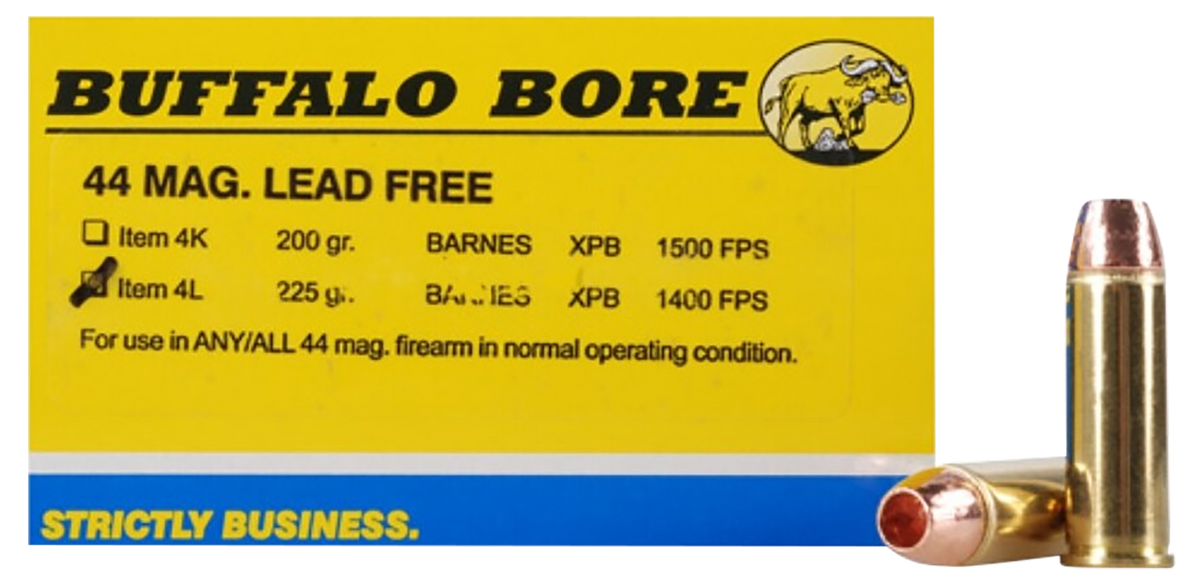 Buffalo Bore Ammunition Buffalo-Barnes Strictly Business 44 Rem Mag 225gr Barnes VOR-TX XPB Lead Free 20 Rd Box - Box or Case