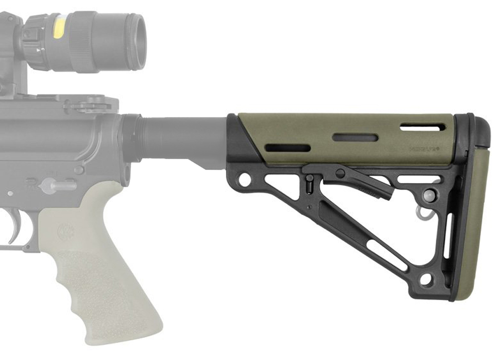 Hogue 15240 OverMolded Collapsible Buttstock OD Green Mil-Spec AR-15/M16/M4