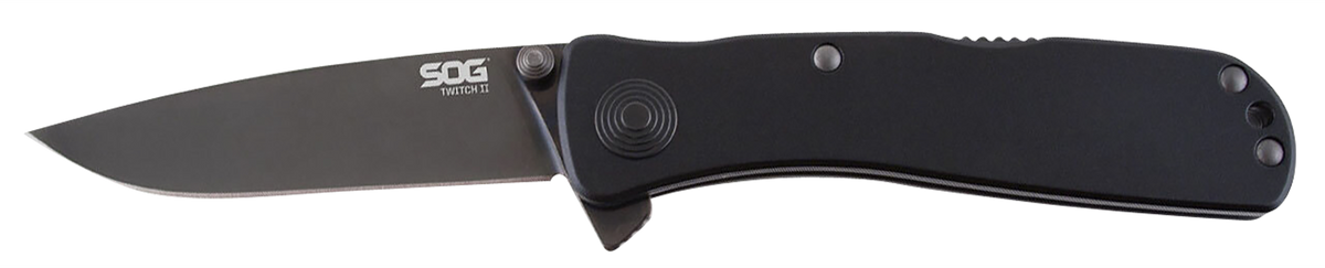 S.O.G Twitch II 2.65" Folding Plain AUS-8A TiCN Black Aluminum Handle
