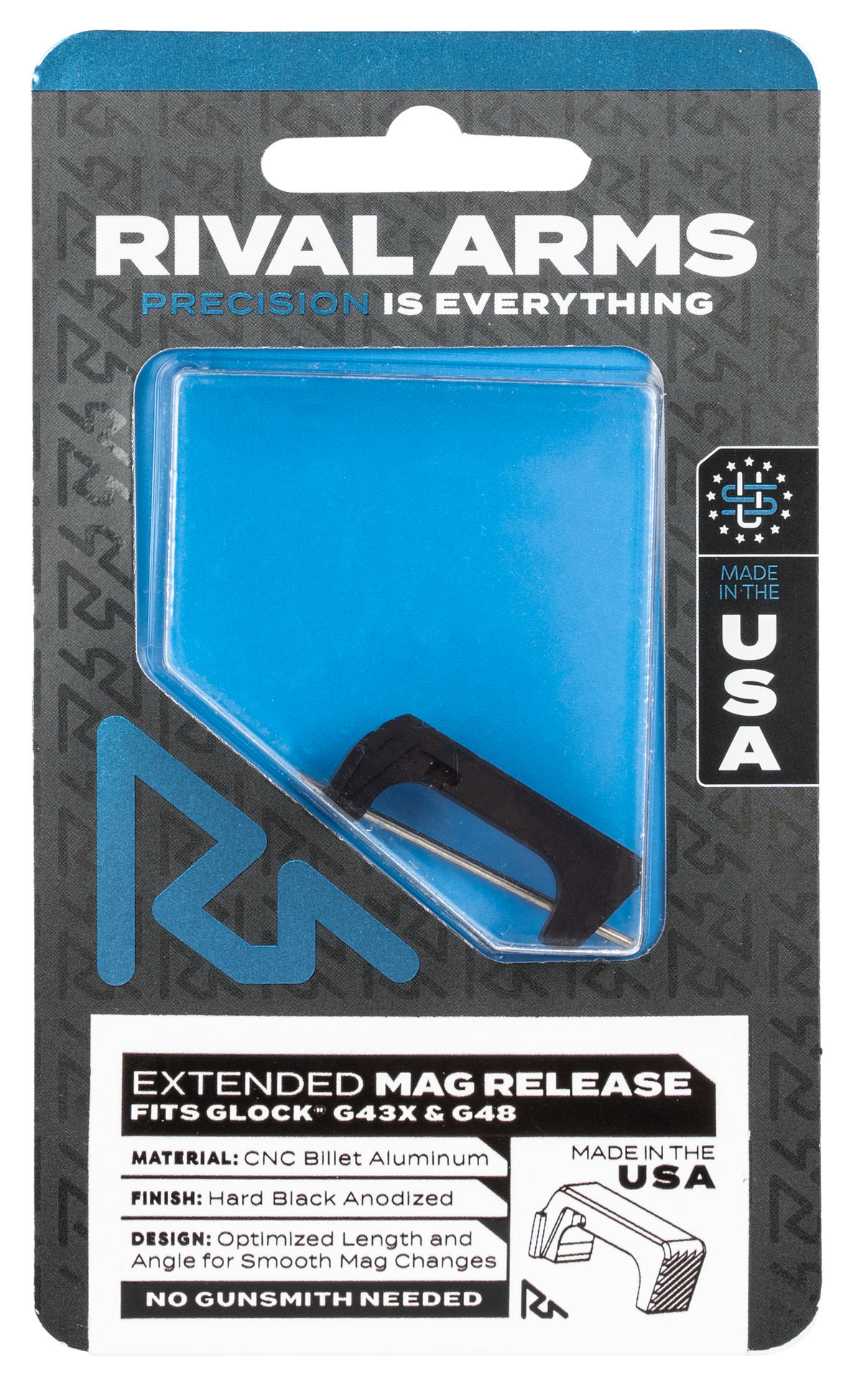 Rival Arms RA72G004A Extended Magazine Release Black Anodized Aluminum for Glock 43X/48