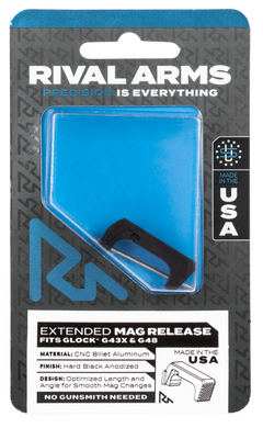 Rival Arms RA72G004A Extended Magazine Release Black Anodized Aluminum for Glock 43X/48