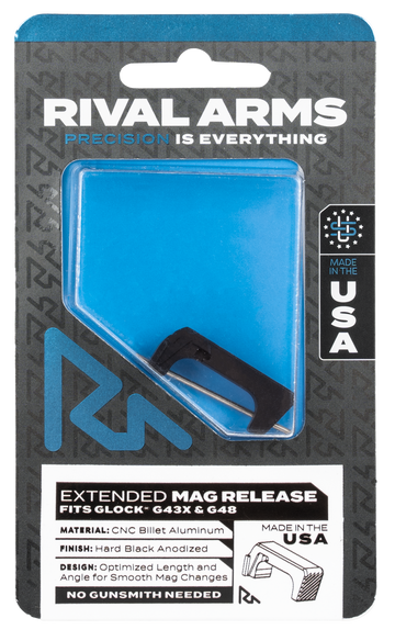 Rival Arms RA72G004A Extended Magazine Release Black Anodized Aluminum for Glock 43X/48