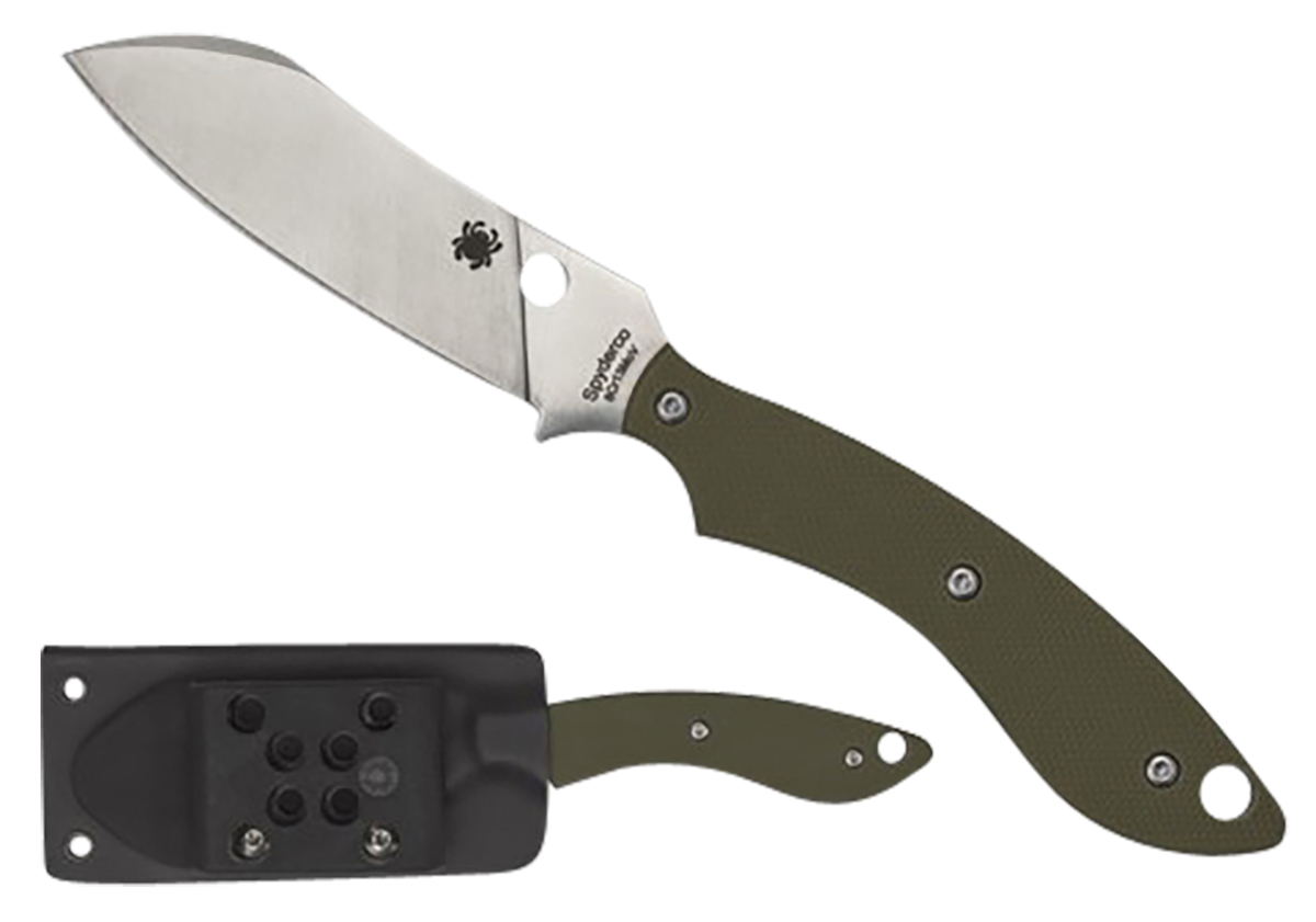 Spyderco Stok 2.95" Fixed Drop Point Plain 8Cr13MoV Stonewash OD Green G10