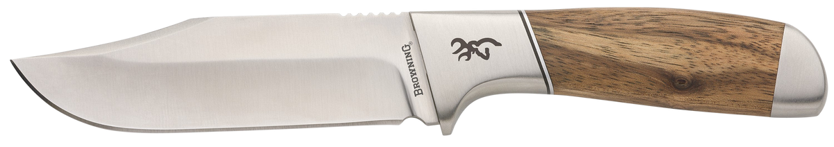 Browning Sage Creek Large 4.50" Fixed Clip Point Plain Satin 9Cr14MoV SS Blade - Brown Zebra Wood Handle
