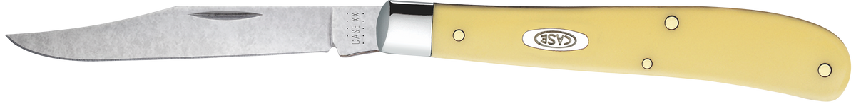 Case Slimline Trapper 3.25" Clip Point Folding Knife - Yellow Synthetic Handle