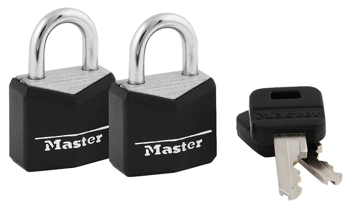 Master Lock 121T Padlock 3/4" Keyed Alike Steel Vinyl-Covered 2-Pack