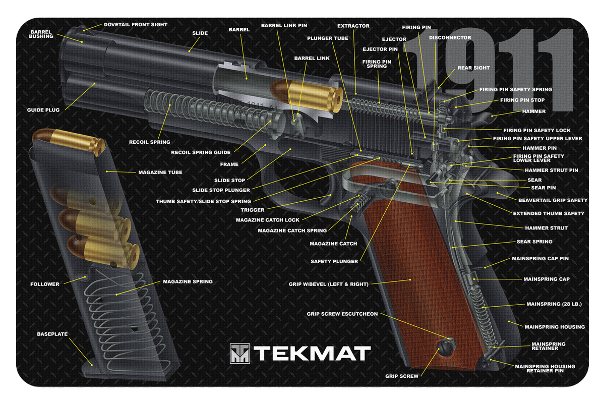 TekMat TEKR171911CA Original Cleaning Mat 1911 3D Cutaway 11x17 Rubber