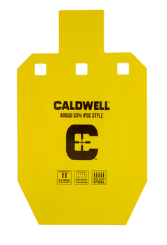Caldwell AR500 33% IPSC Steel Target - 10 in x 6.1 in Yellow Powder Coat Hanging