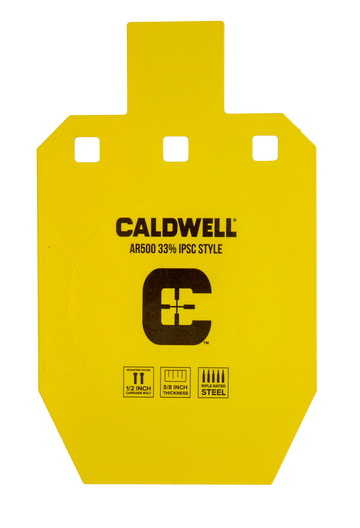 Caldwell AR500 33% IPSC Steel Target - 10 in x 6.1 in Yellow Powder Coat Hanging