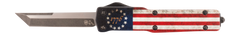 Templar Knife MZBRF121 Premium Weighted Betsy Ross Flag Slim 3.16" OTF Dagger Plain D2 Steel Black Oxide Stonewashed Aluminum Zinc Alloy Handle