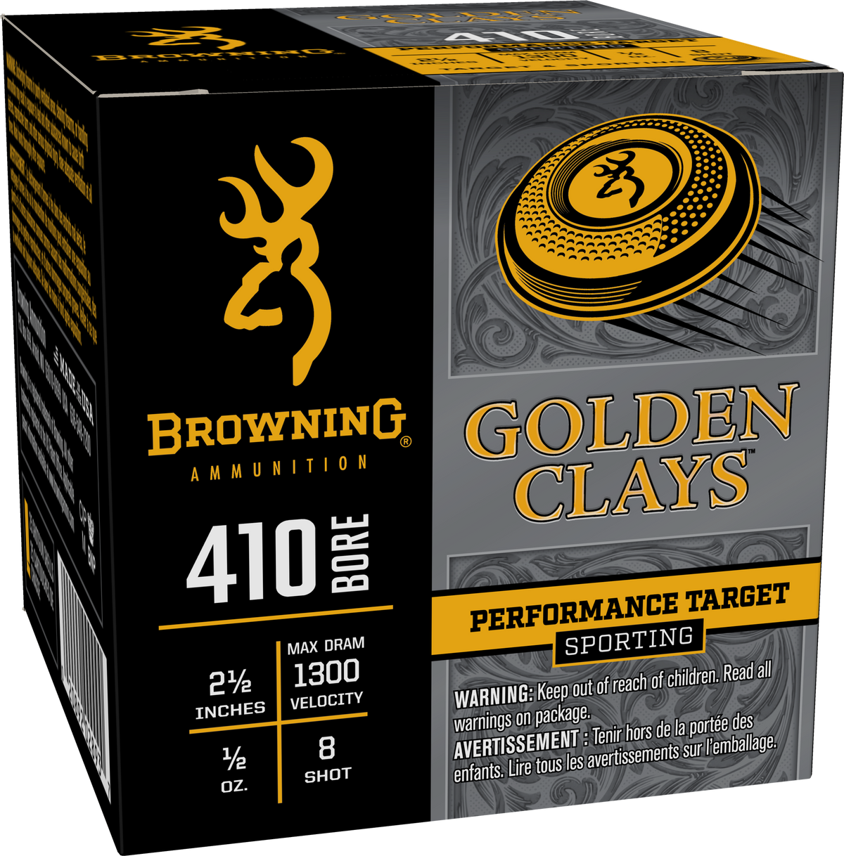 Browning Ammo Golden Clays 410 Bore 2.50" 1/2 oz 8 Shot 25 Rd - Box or Case