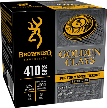 Browning Ammo Golden Clays 410 Bore 2.50" 1/2 oz 8 Shot 25 Rd - Box or Case