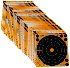 EZ-Aim Splash Reactive 8" Bullseye Self-Adhesive Paper Target Black/Orange - 30 Pack