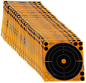 EZ-Aim Splash Reactive 8" Bullseye Self-Adhesive Paper Target Black/Orange - 30 Pack