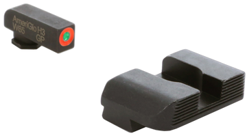 AmeriGlo GL434 Protector Sight Set for Glock - Green Tritium Orange Outline Front / Black Serrated Rear