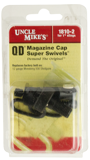 Uncle Mike's 18102 Mag Cap Swivel Set 12 Gauge Mossberg 500 1" Loop Blued Steel Quick Detach