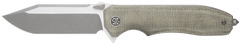 Eikonic Knife Company Validus 3.78" Modified Tanto Plain M390 Green Micarta Folding Knife