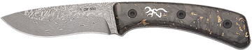 Browning Rock 3.50" Fixed Drop Point Damascus Plain Edge Carbon Fiber Handle Knife - 2025 Medallion