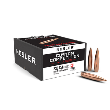 Nosler Custom Competition 338 Cal 250gr HPBT Reloading Bullets - 100/Box