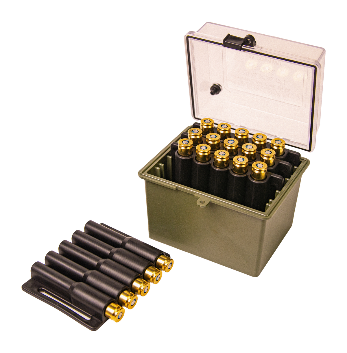 Berry's Safari Small Rifle 20-Round Ammo Box - Clear Lid / Olive Base