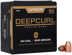 Speer Ammo 4456 DeepCurl .429 44 Cal 240gr Soft Point Reloading Bullets - 100/Box