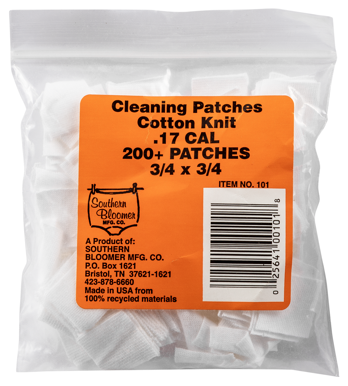 Southern Bloomer 101 Cleaning Patches .17 Cal Cotton 200 Per Pack