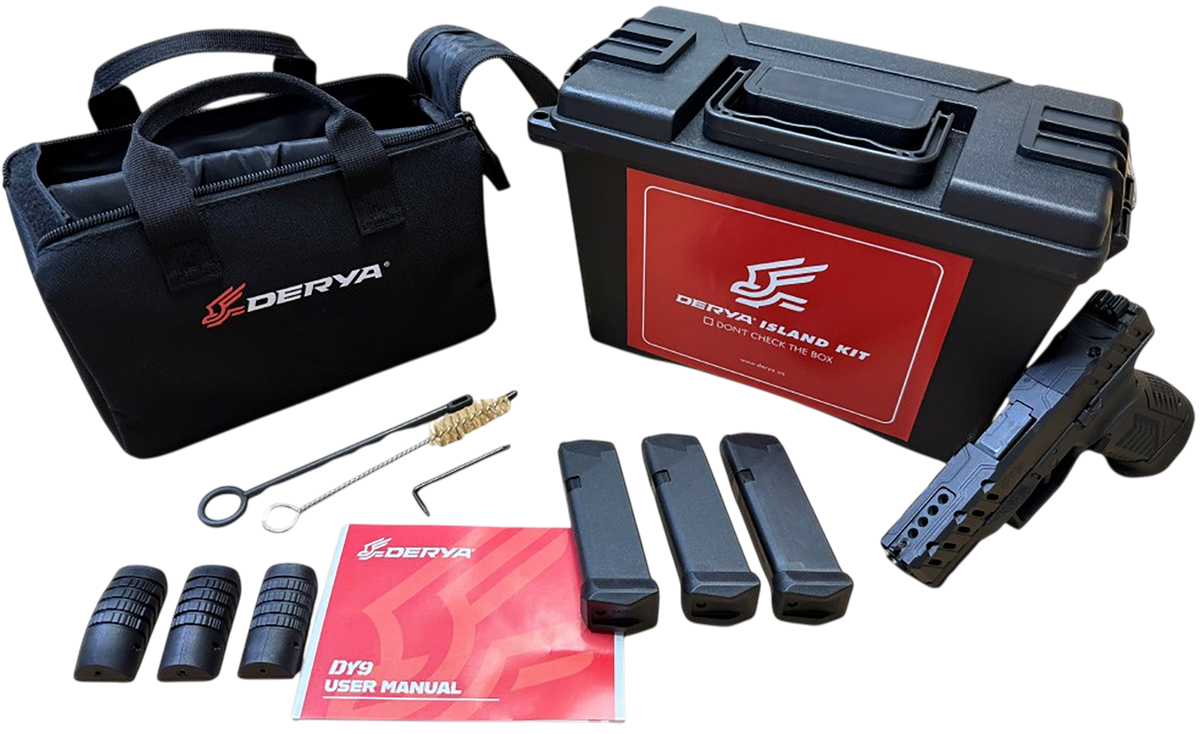 Derya Firearms DY9 Island Kit 9mm Luger 3.86" 15+1 Striker-Fired Pistol - Black Melonite Polymer Frame