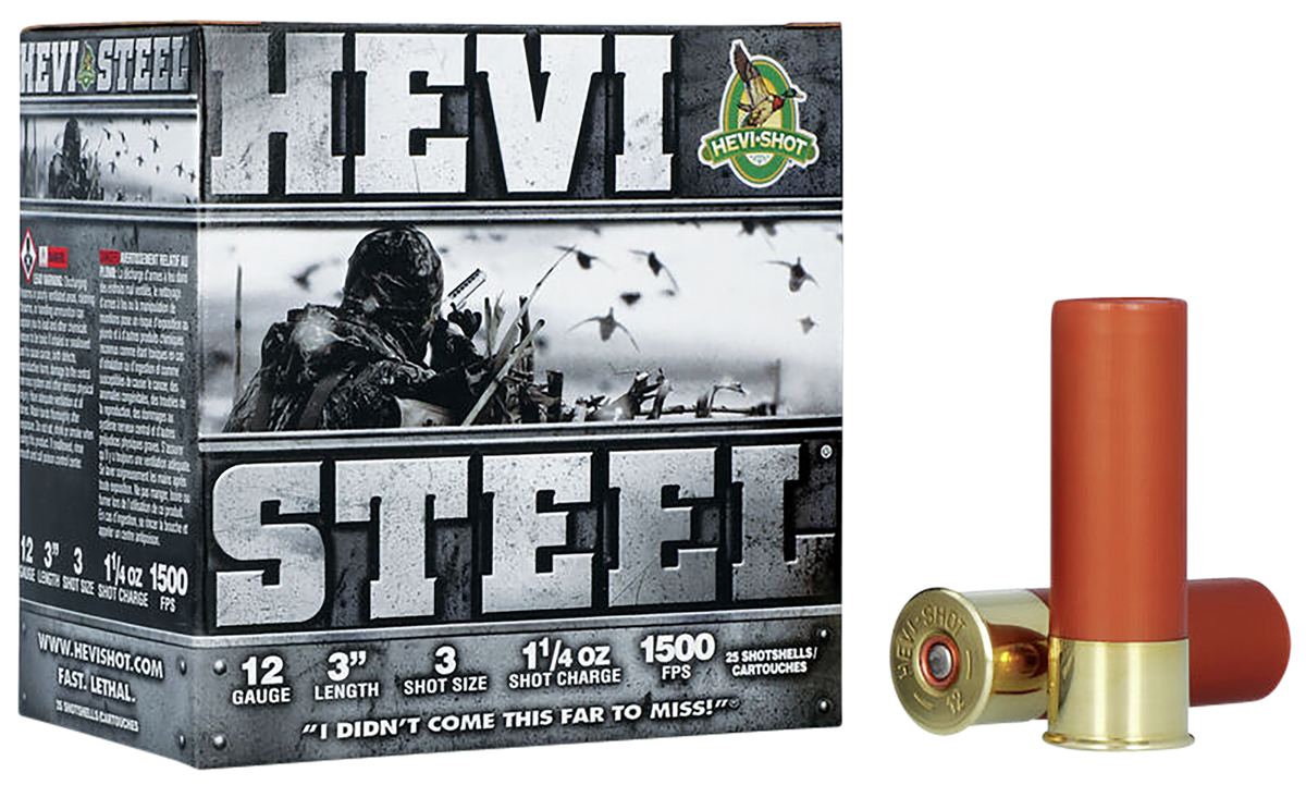 Hevishot HEVI-Steel 12 Gauge 3" 1-1/4 oz 3 Shot 1500 fps - Box or Case