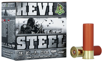 Hevishot HEVI-Steel 12 Gauge 3" 1-1/4 oz 3 Shot 1500 fps - Box or Case