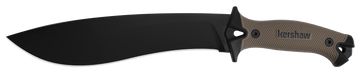 Kershaw Camp 10 10" Recurve 65Mn Carbon Steel Black Powder Coat Machete - Black/Tan GFN