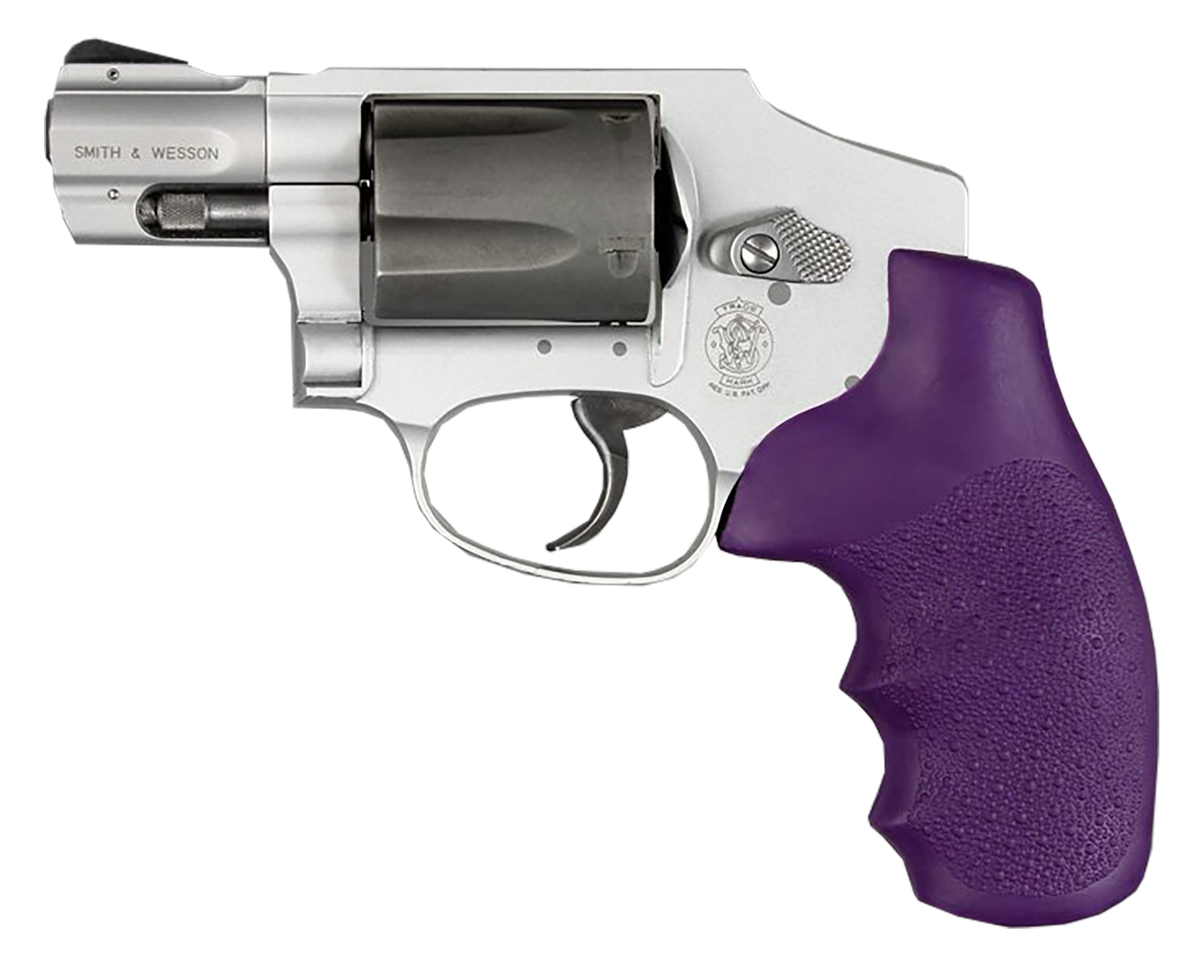 Hogue 60006 OverMolded Monogrip Cobblestone Purple Rubber Grip with Finger Grooves for S&W J-Frame Round Butt