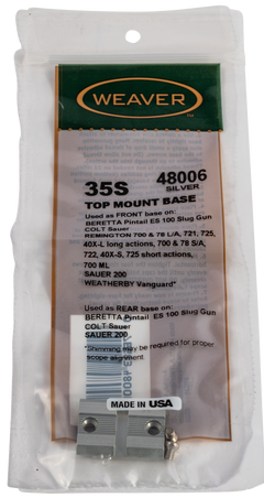 Weaver Mounts 48006 Top Mount Base 35S Silver Aluminum Remington/Ruger/Weatherby